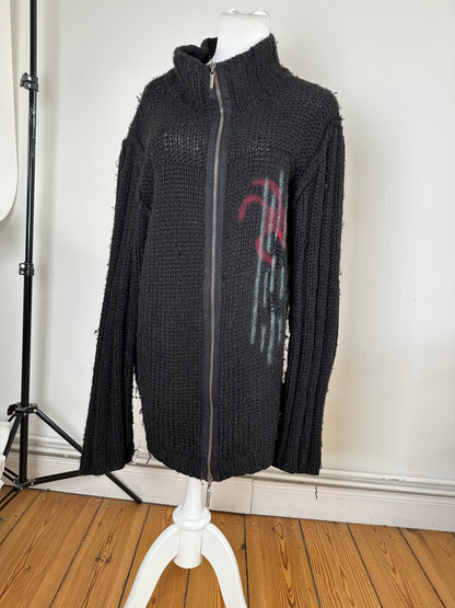 Vintage Cavalli Knitted Jacket Y2K Black Red Green