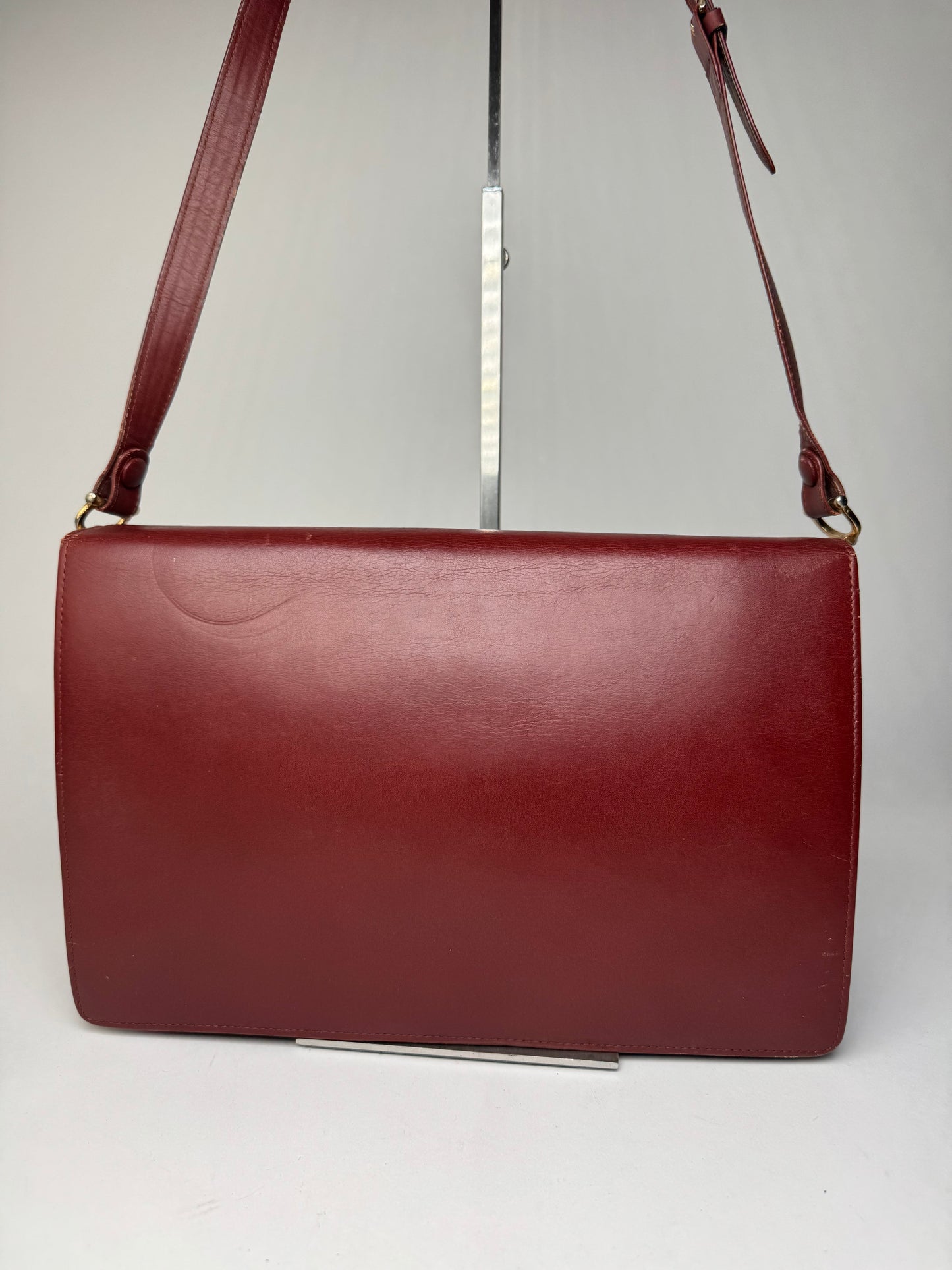 Vintage Cartier Leather Shoulder Bag burgundy
