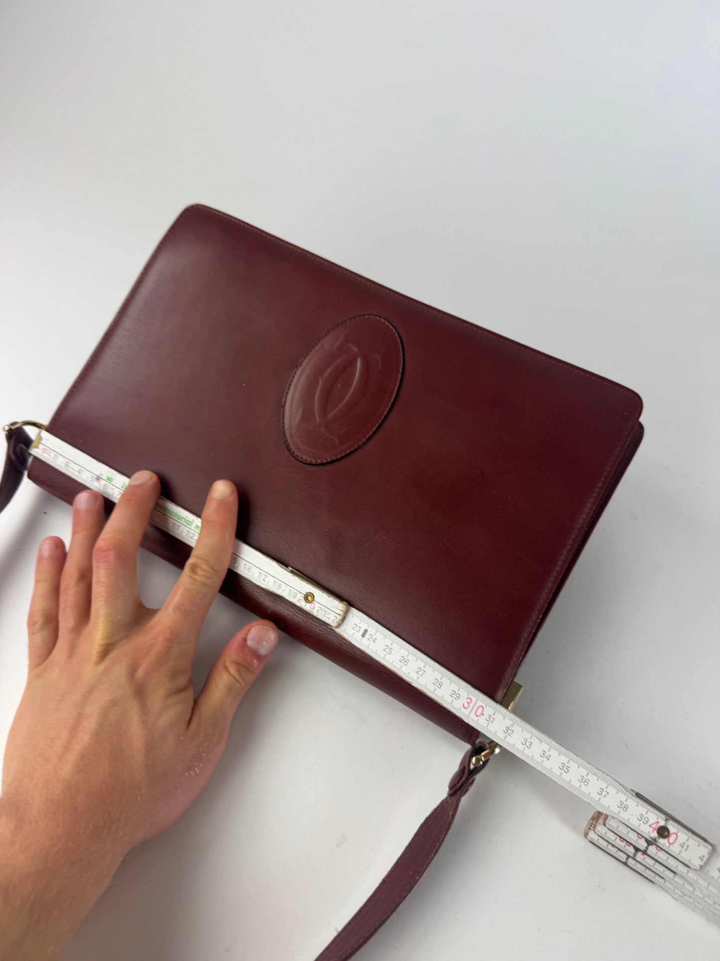 Vintage Cartier Leather Shoulder Bag burgundy