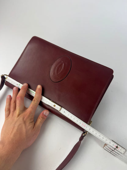 Vintage Cartier Leather Shoulder Bag burgundy