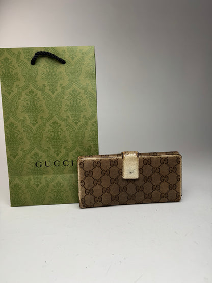 Vintage Gucci Monogram Leather monogram wallet beige white