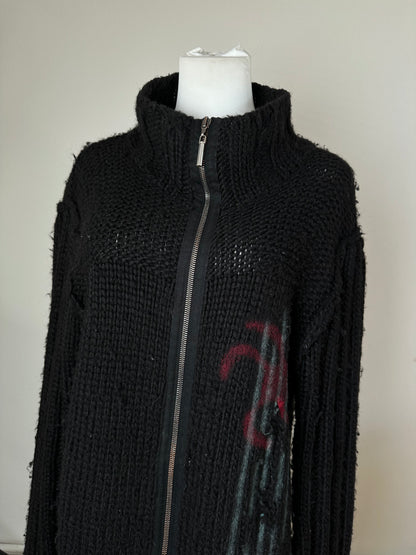 Vintage Cavalli Knitted Jacket Y2K Black Red Green