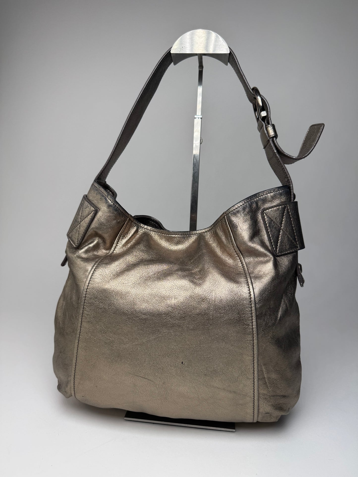 Vintage Salvatore Ferragamo Leather Handbag Bronze Golden