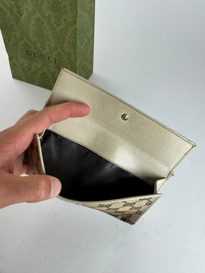 Vintage Gucci Monogram Leather monogram wallet beige white