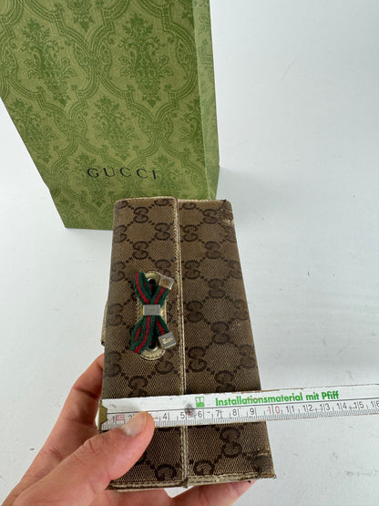 Vintage Gucci Monogram Leather monogram wallet beige white