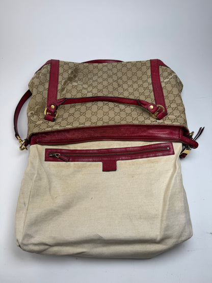 Sac Gucci Monogram Vintage 2 Voies beige Rouge