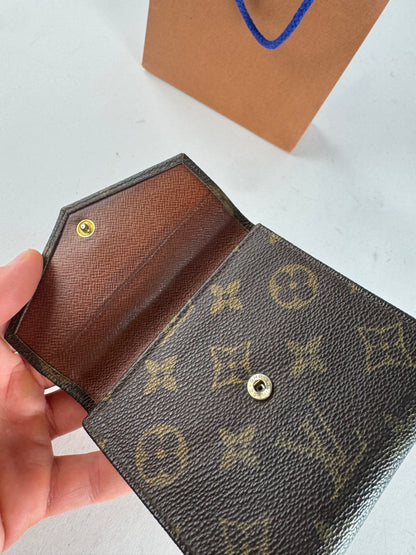 Vintage Louis Vuitton Leather Wallet Brown Khaki
