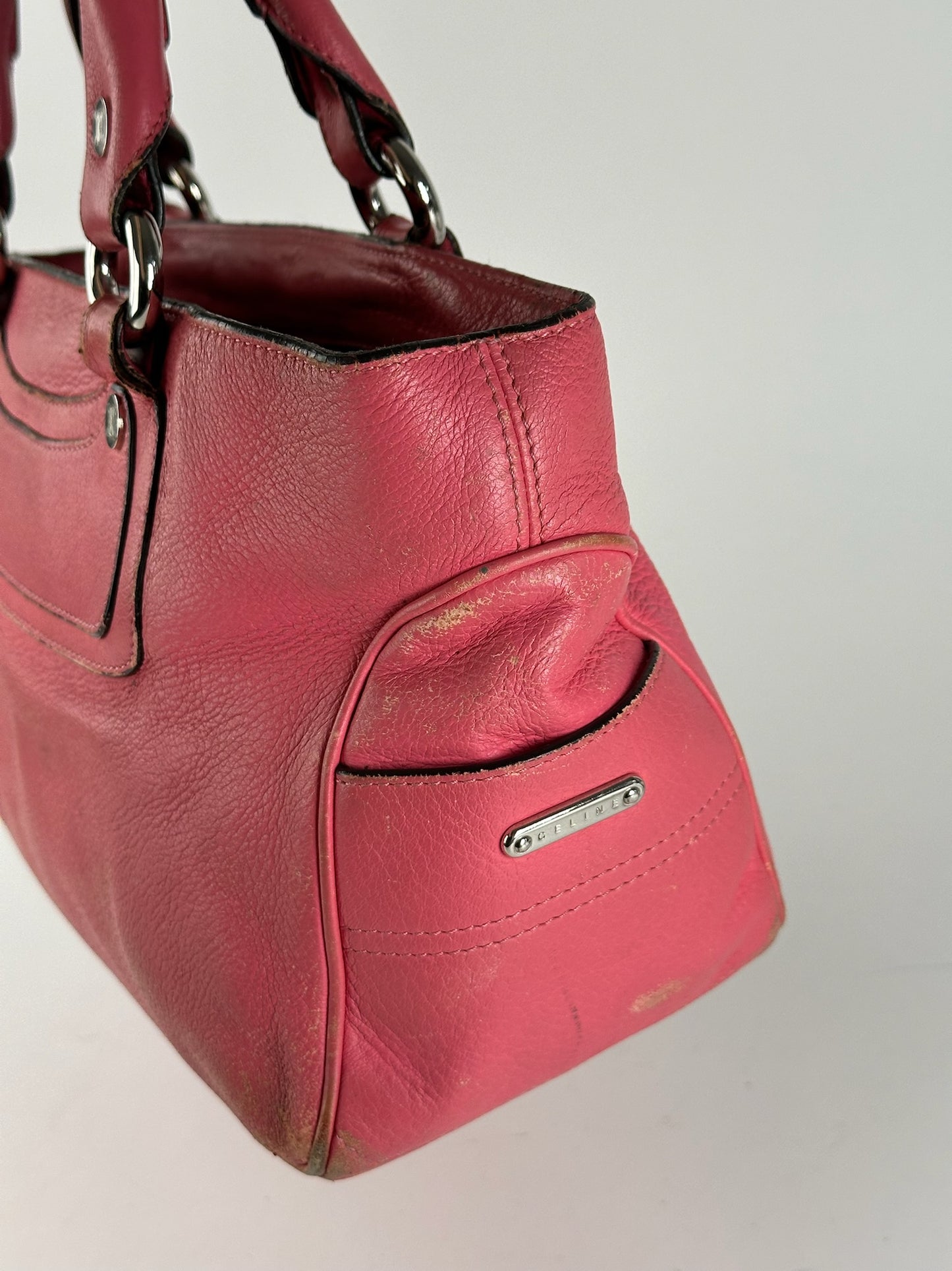 Sac vintage en cuir rose Celine Boogie