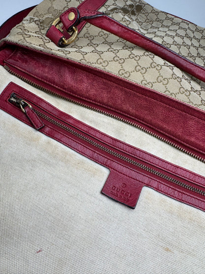 Sac Gucci Monogram Vintage 2 Voies beige Rouge