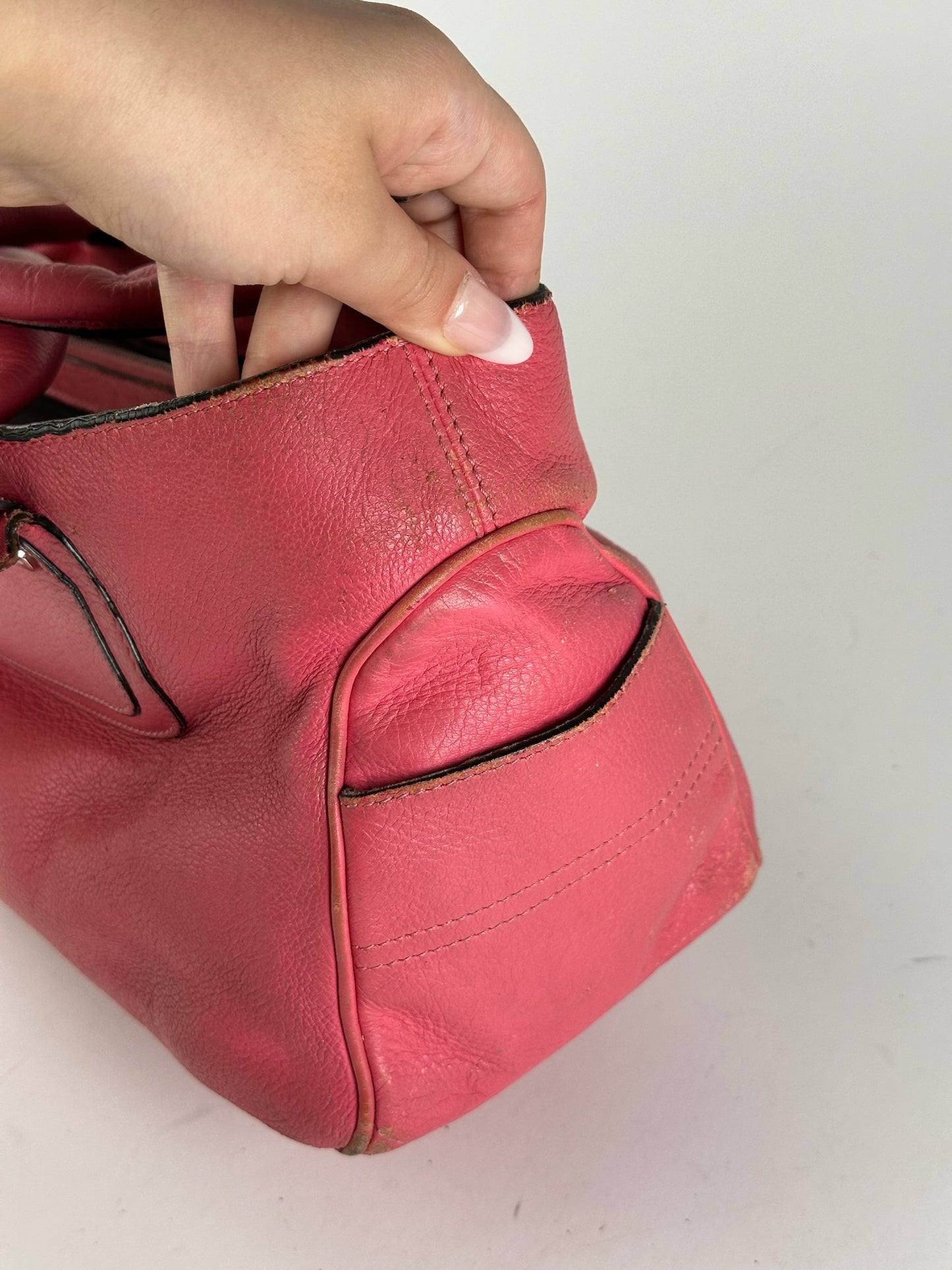 Sac vintage en cuir rose Celine Boogie