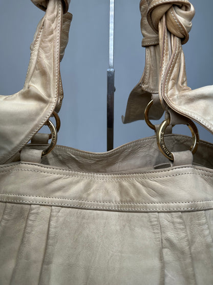 Vintage Givenchy Grained Leather Tote Y2K Cream Gold