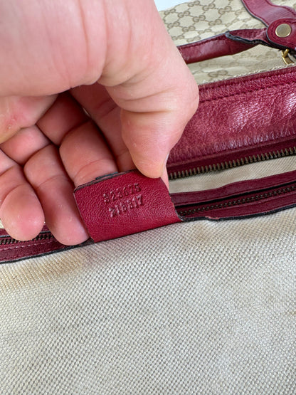 Sac Gucci Monogram Vintage 2 Voies beige Rouge