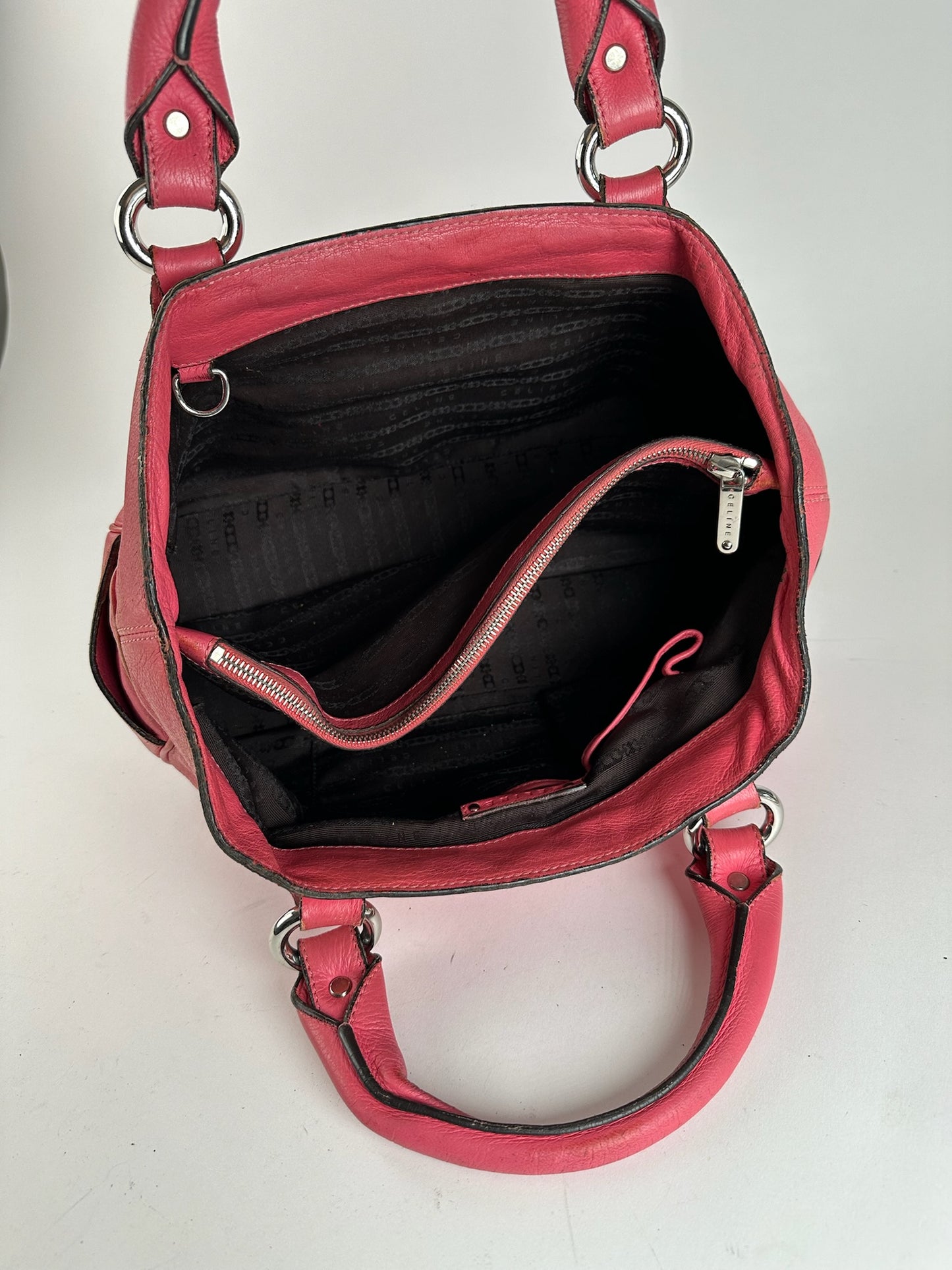 Sac vintage en cuir rose Celine Boogie