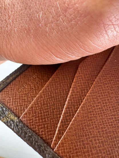 Vintage Louis Vuitton Leather Wallet Brown Khaki