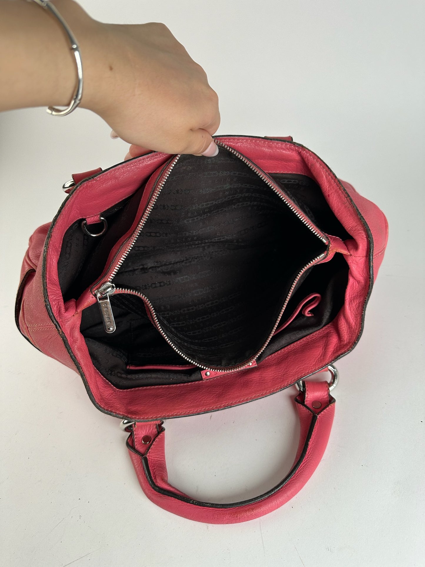 Sac vintage en cuir rose Celine Boogie