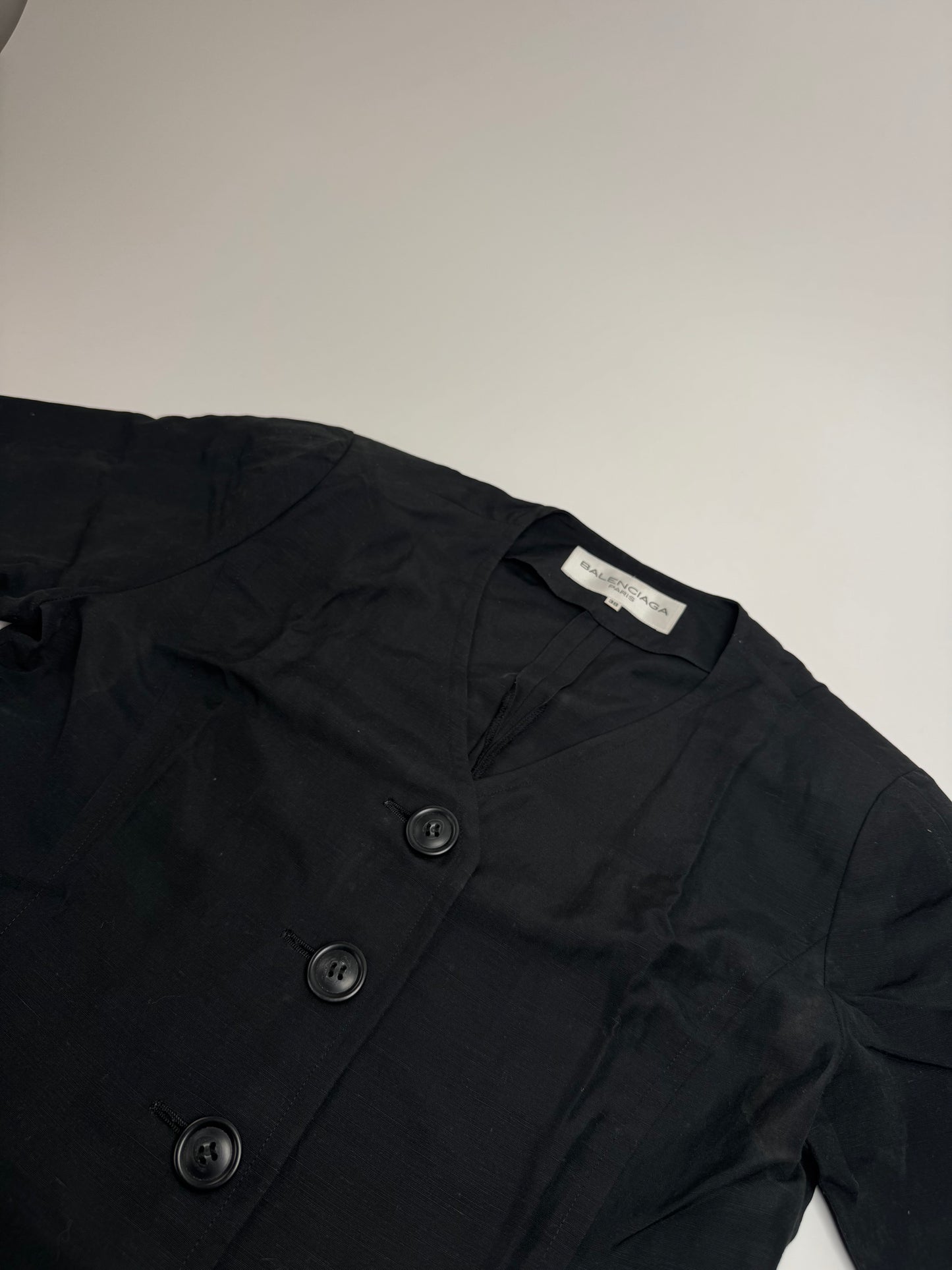Vintage Balenciaga Linen Top Black 38/M