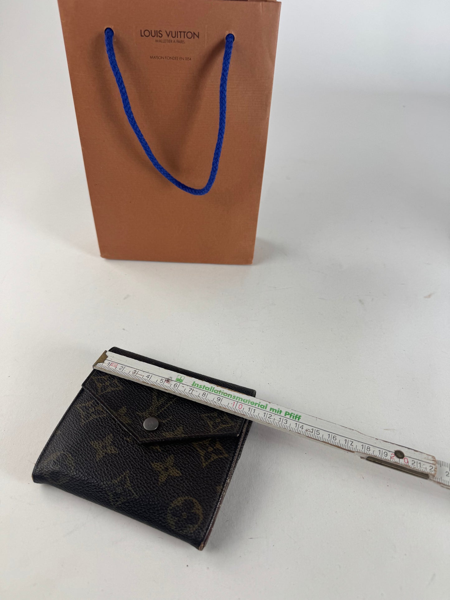 Vintage Louis Vuitton Leather Wallet Brown Khaki