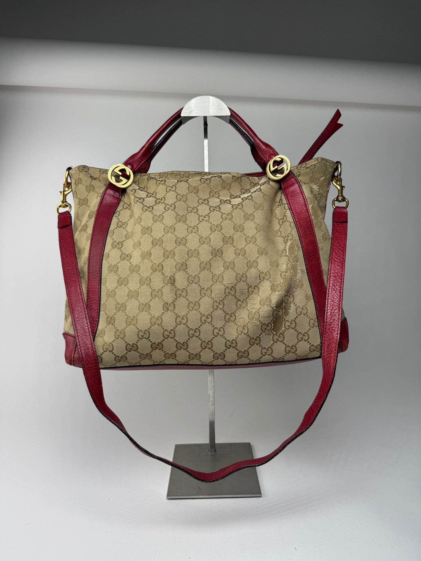 Sac Gucci Monogram Vintage 2 Voies beige Rouge