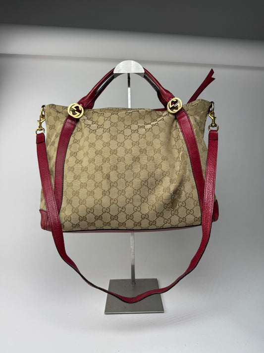 Sac Gucci Monogram Vintage 2 Voies beige Rouge