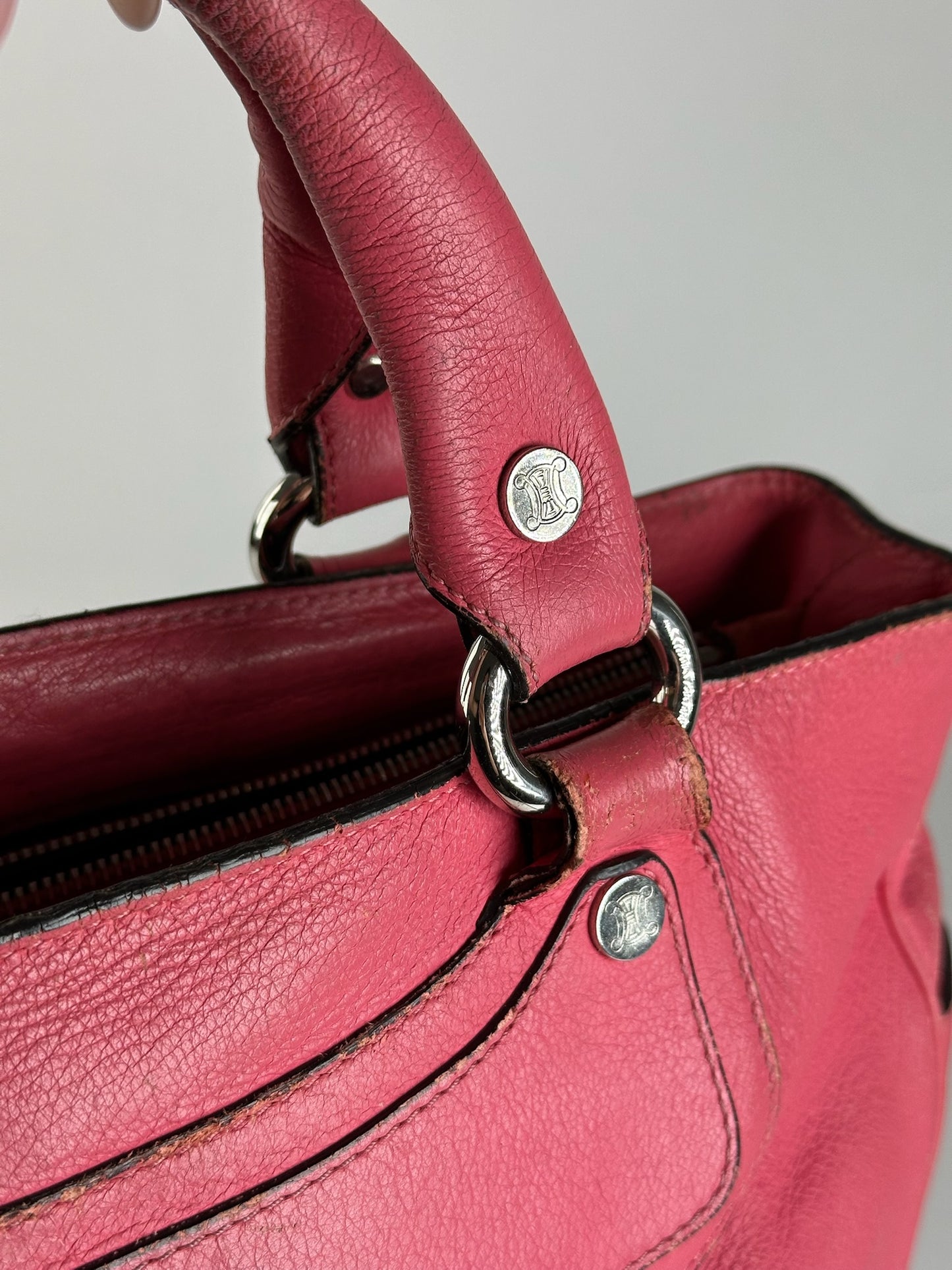 Sac vintage en cuir rose Celine Boogie