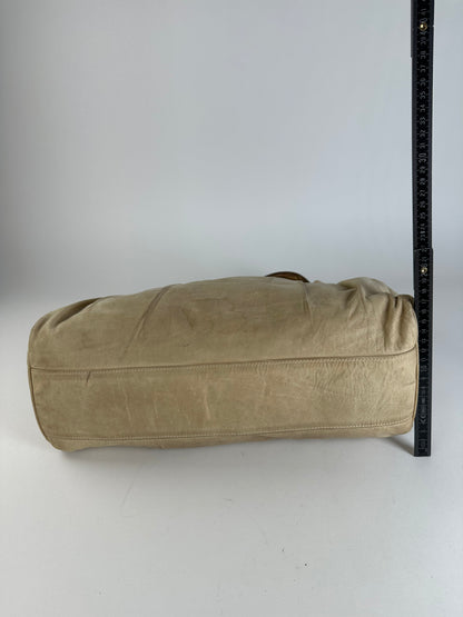 Vintage Givenchy Grained Leather Tote Y2K Cream Gold