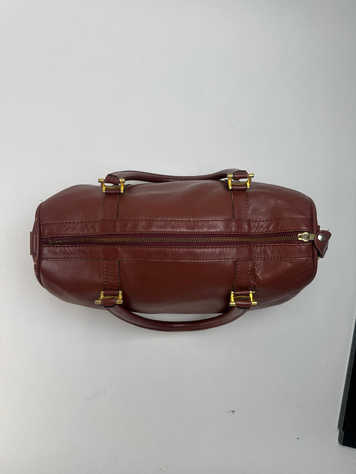 Vintage Cartier Must de Cartier Structured Top-Handle Bag Late 1990s Burgundy