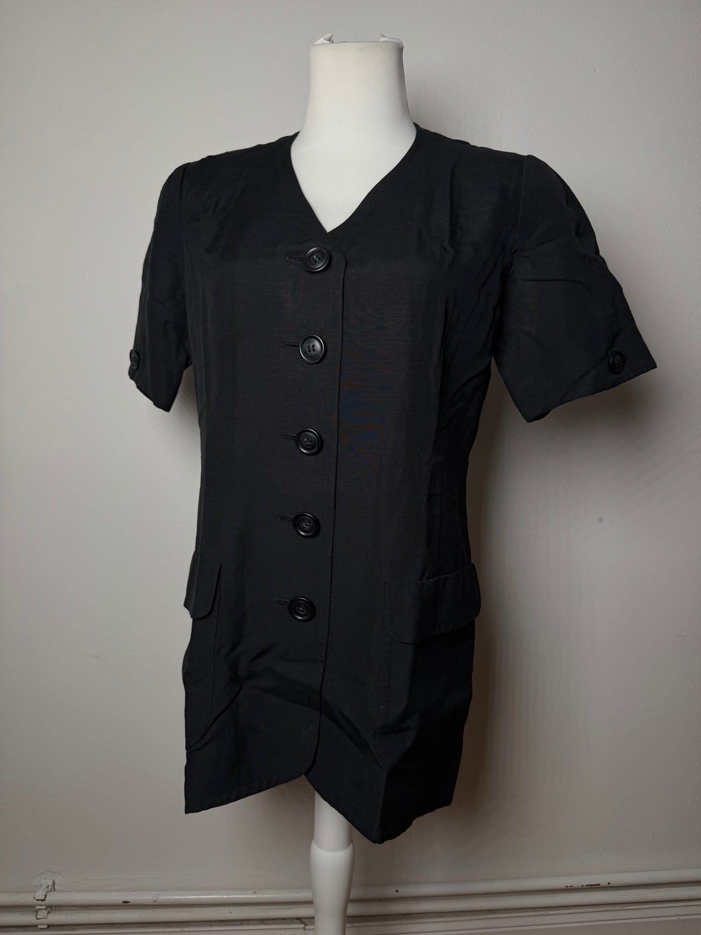 Vintage Balenciaga Linen Top Black 38/M