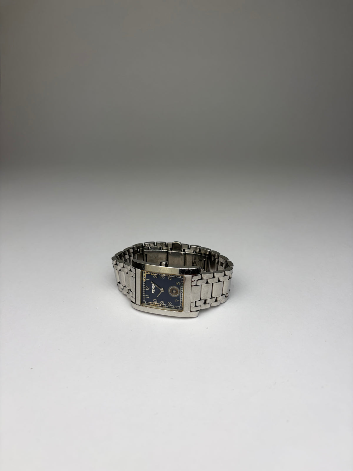 Vintage Fendi Rectangular Bracelet Watch Stainless Steel Navy