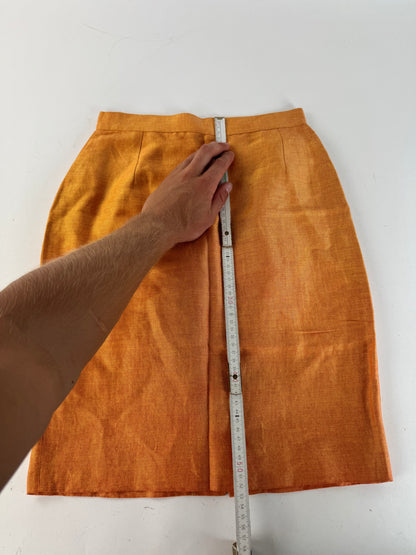 Vintage Fendi Linen Skirt M orange