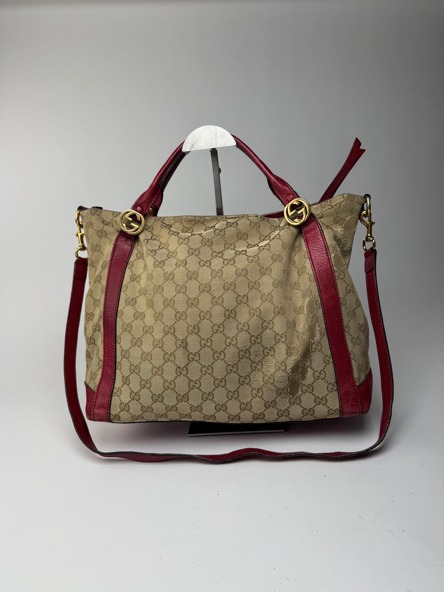 Sac Gucci Monogram Vintage 2 Voies beige Rouge