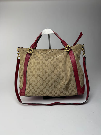 Sac Gucci Monogram Vintage 2 Voies beige Rouge
