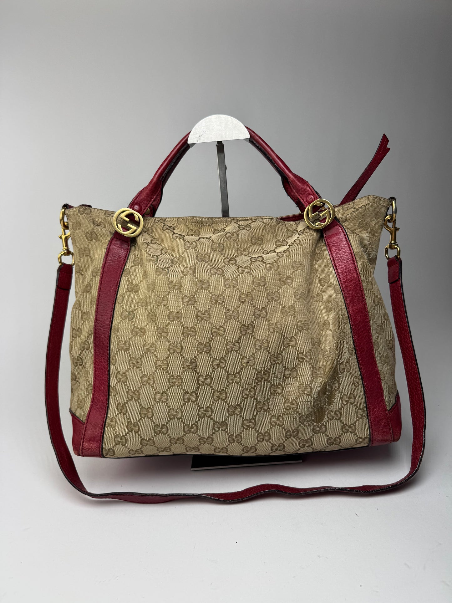 Sac Gucci Monogram Vintage 2 Voies beige Rouge