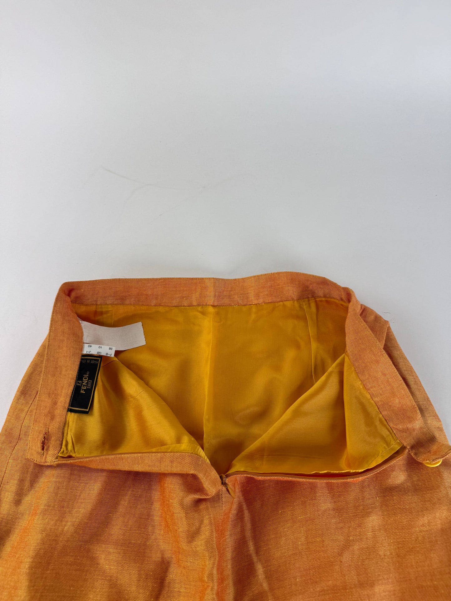 Vintage Fendi Linen Skirt M orange