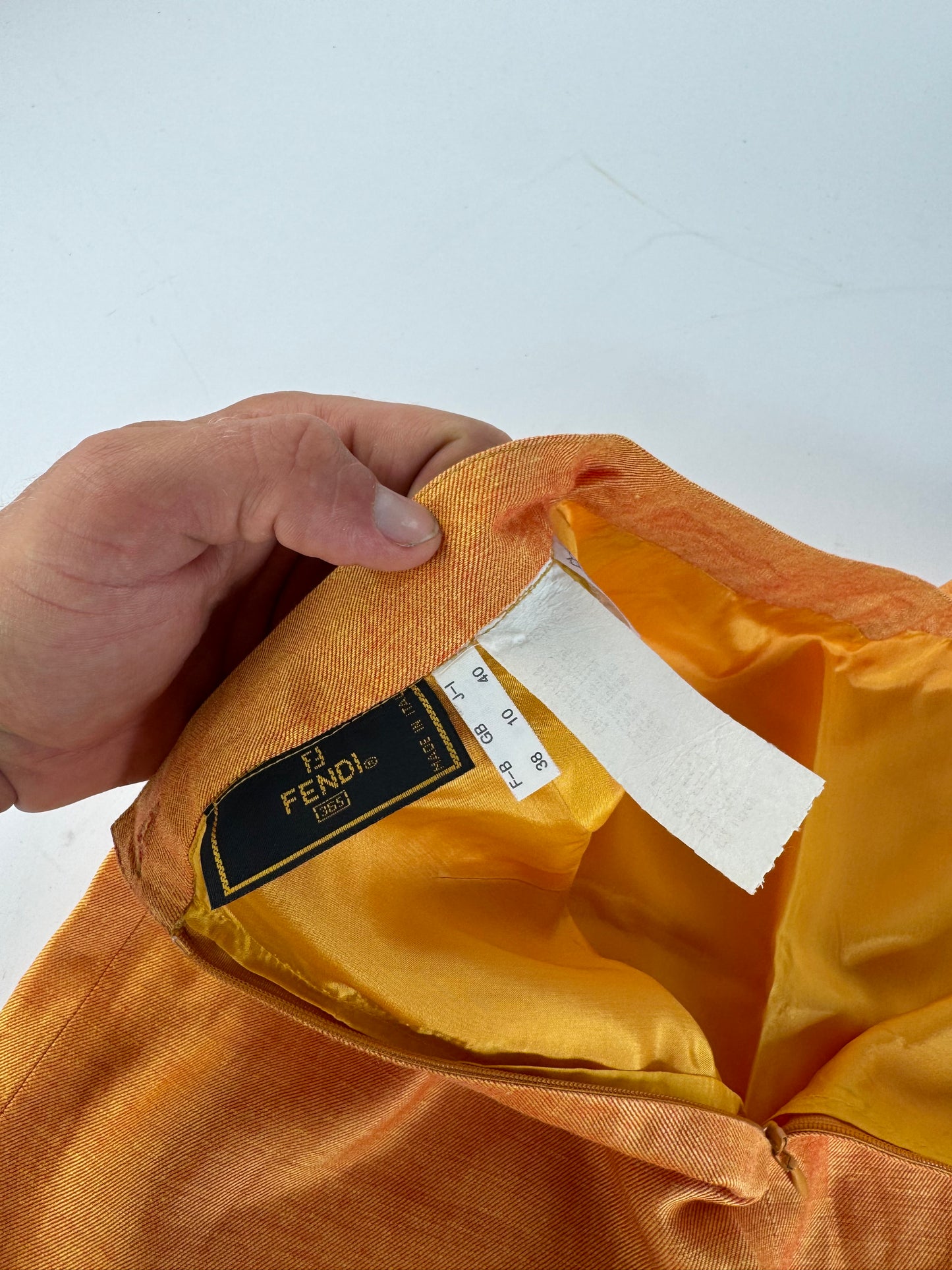 Vintage Fendi Linen Skirt M orange