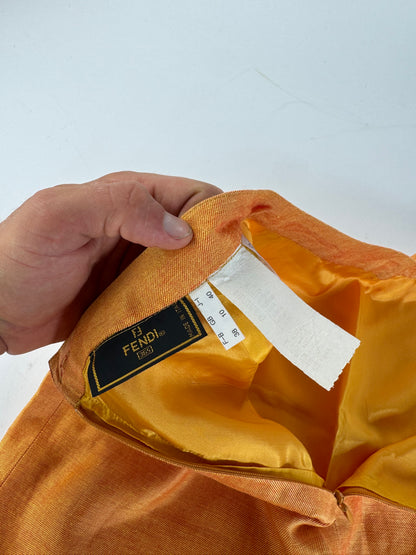 Vintage Fendi Linen Skirt M orange