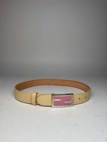 Vintage Fendi Leather Belt beige
