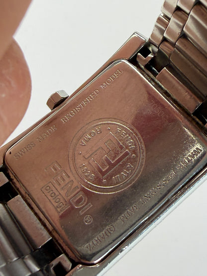 Vintage Fendi Rectangular Bracelet Watch Stainless Steel Navy