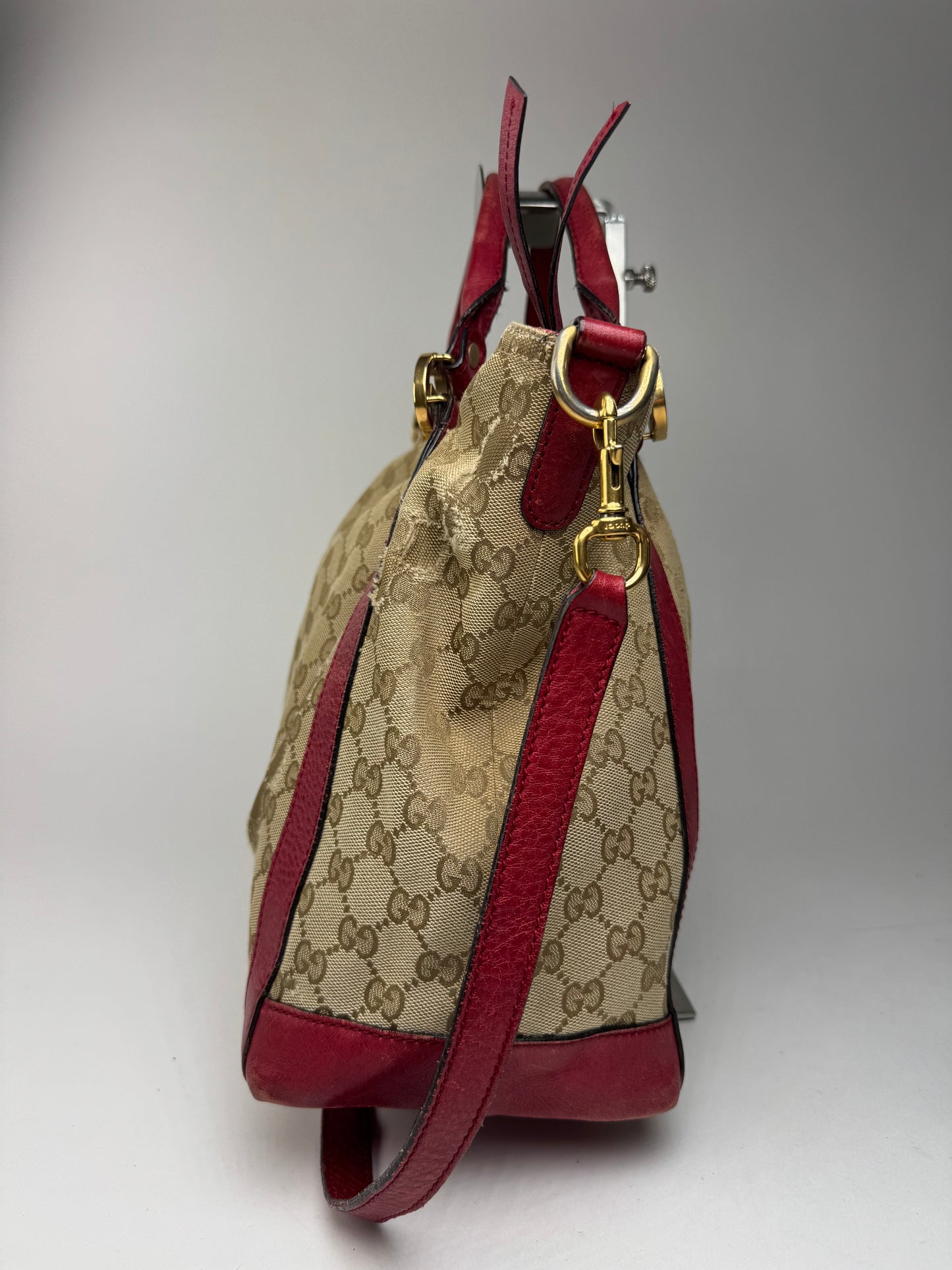 Sac Gucci Monogram Vintage 2 Voies beige Rouge