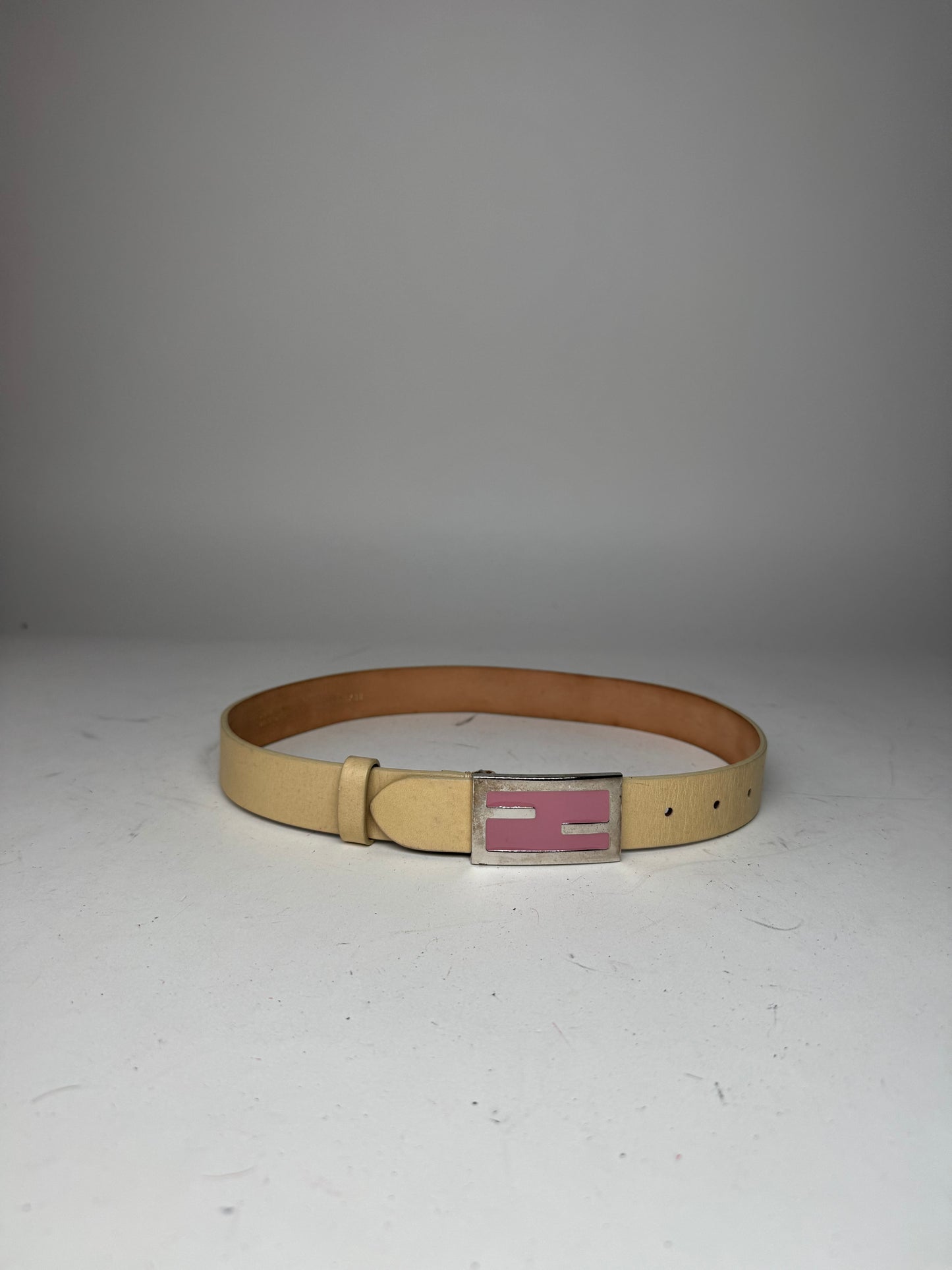 Vintage Fendi Leather Belt beige