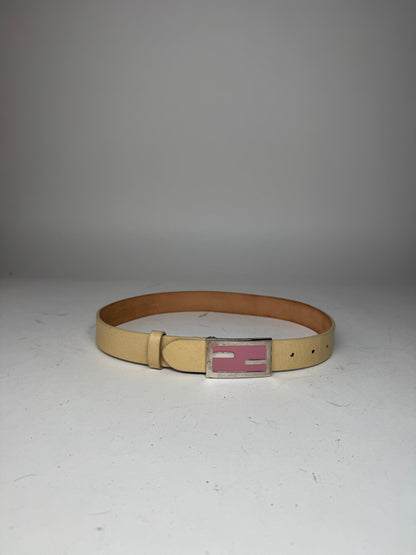 Vintage Fendi Leather Belt beige