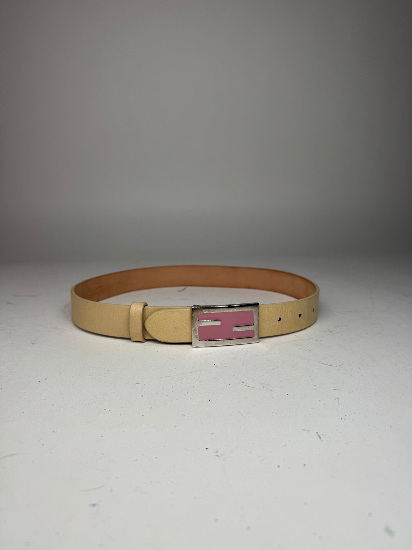 Vintage Fendi Leather Belt beige