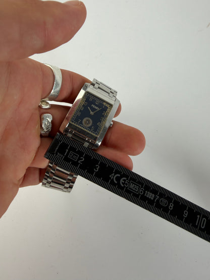 Vintage Fendi Rectangular Bracelet Watch Stainless Steel Navy