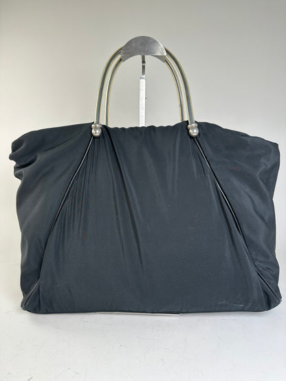 Vintage Loewe Nylon Tote Bag Black Silver