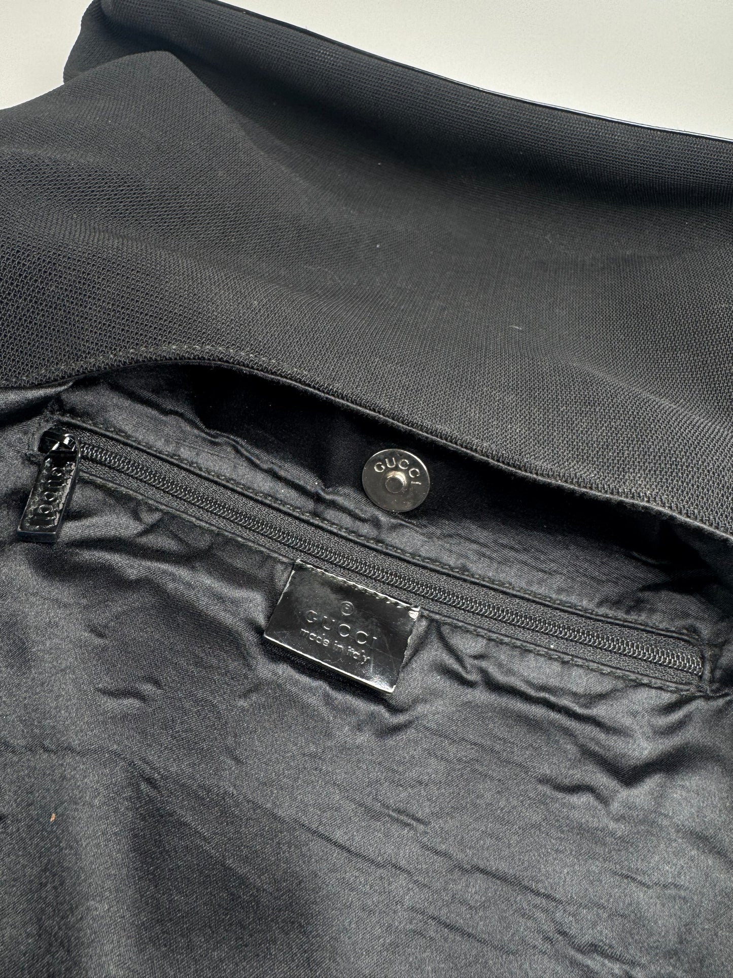 Vintage Gucci Canvas Patent Leather Handbag Black