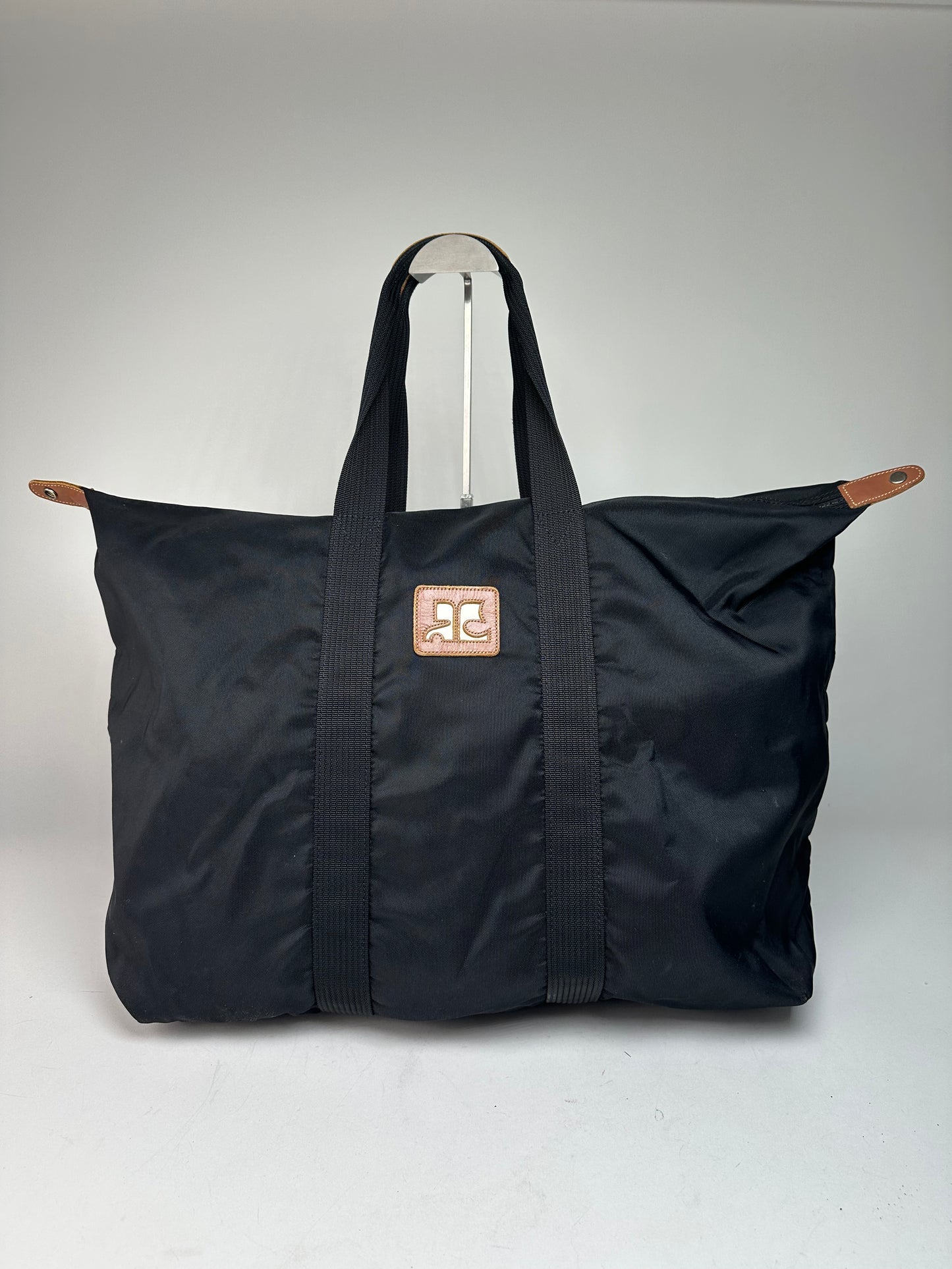 Vintage Courreges Polyester Travel Bag Black