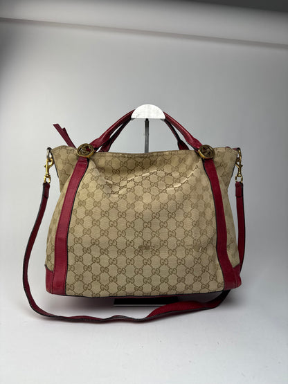 Sac Gucci Monogram Vintage 2 Voies beige Rouge