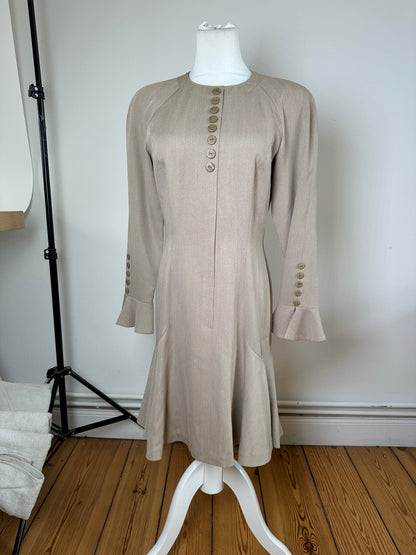 Vintage Dior Silk Blend Dress Y2K Beige