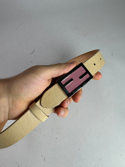 Vintage Fendi Leather Belt beige