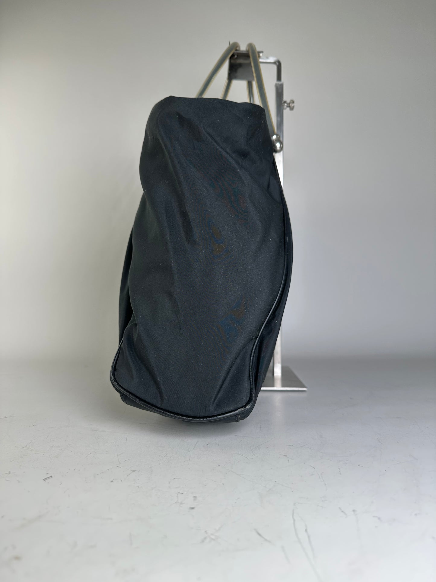 Vintage Loewe Nylon Tote Bag Black Silver