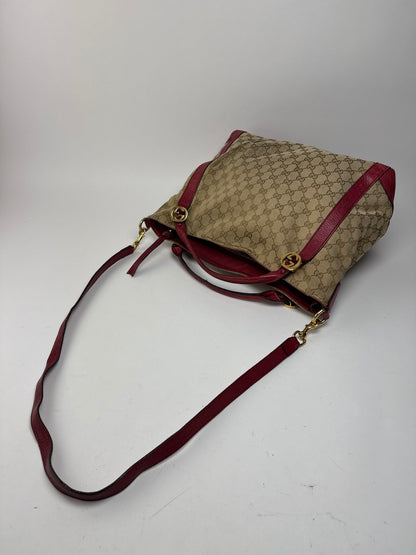 Sac Gucci Monogram Vintage 2 Voies beige Rouge